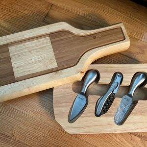 - Wooden Cheese Board and Stainless Steel Knife Set